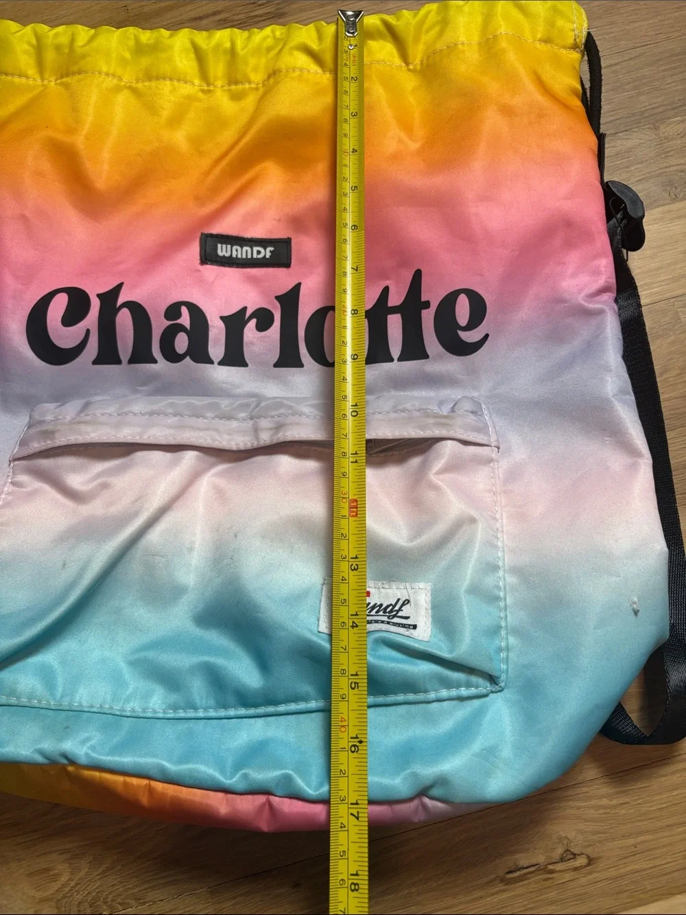 Wandf Charlotte Ombre Drawstring Backpack in Yellow Pink Blue